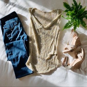 Gabriel. S. Designer Open Knit Silk Tank